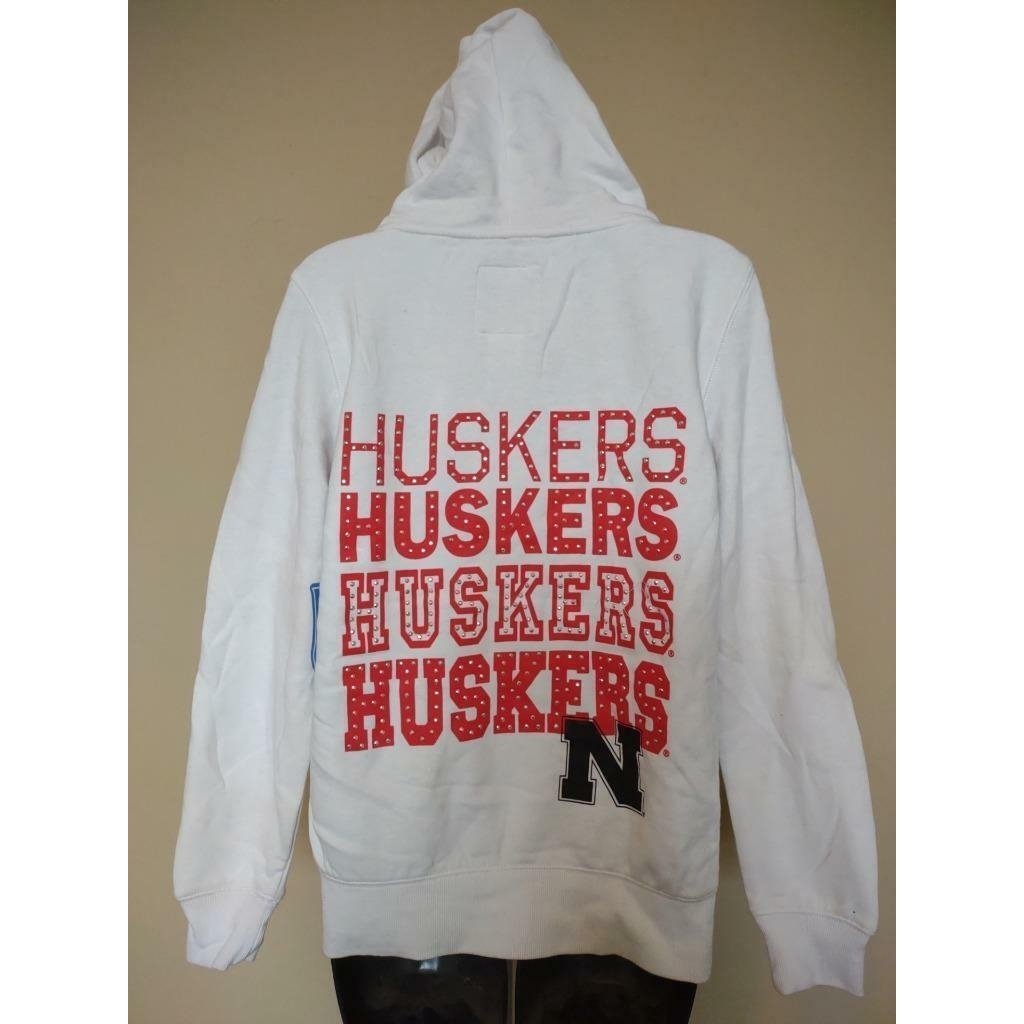 -Minor Flaw Nebraska Cornhuskers Womens Size M Medium White Full Zip Hoodie Image 4