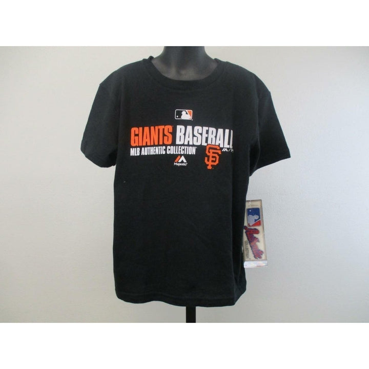 San Francisco Giants Child Kid Size 7 L Large Black Majestic Shirt MSRP 18 Image 2