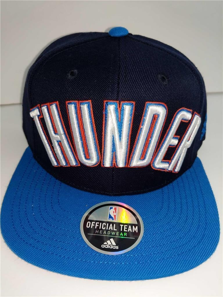 OKC Oklahoma City Thunder Mens Blue Adidas Flatbrim Snapback Hat 28 Image 2