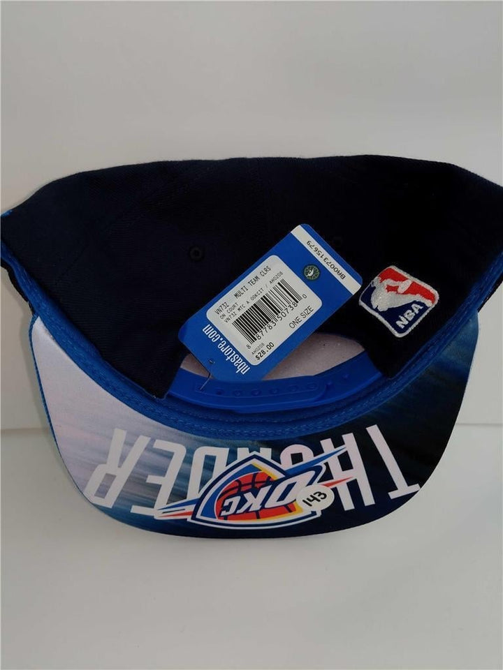 OKC Oklahoma City Thunder Mens Blue Adidas Flatbrim Snapback Hat 28 Image 3