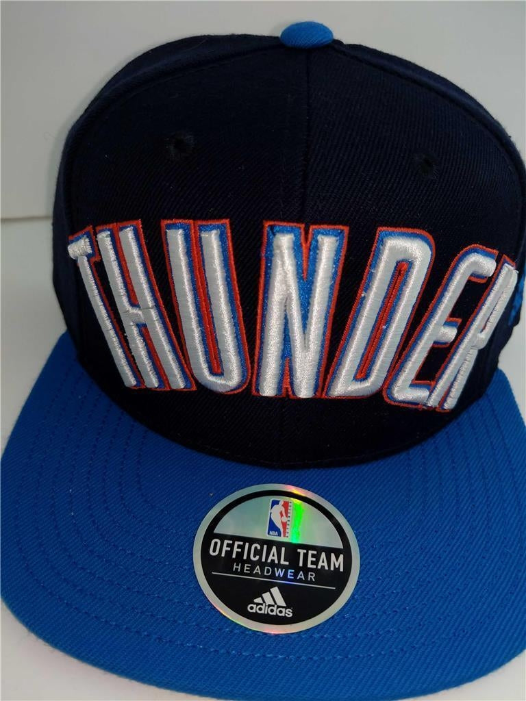 OKC Oklahoma City Thunder Mens Blue Adidas Flatbrim Snapback Hat 28 Image 4