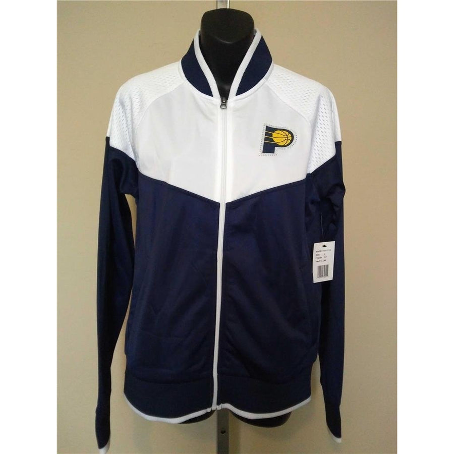 Indiana Pacers Womens Size M Medium White Yellow Blue Athletic Track Jacket Image 1