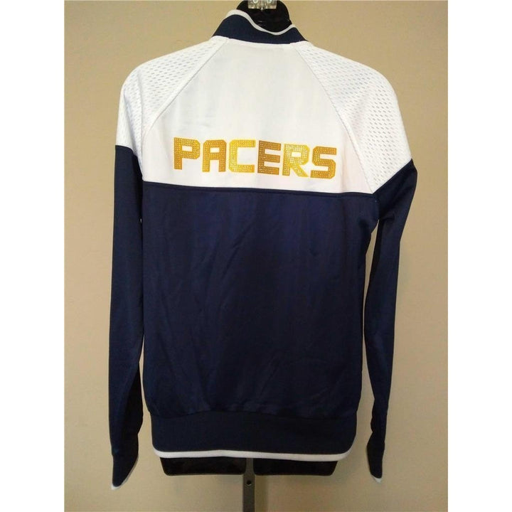 Indiana Pacers Womens Size M Medium White Yellow Blue Athletic Track Jacket Image 3