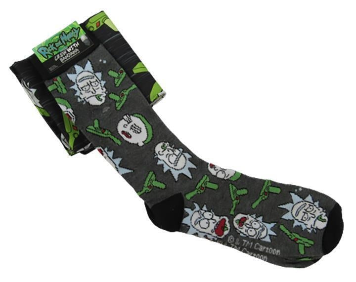 Rick and Morty Mens Sizes 6-12 OSFA Crew Socks and Bandana Image 1