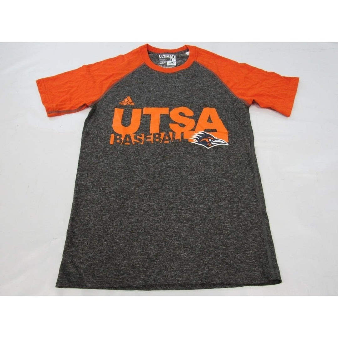 UTSA Roadrunners Baseball Mens Size S Adidas Climalite Gray Orange Shirt Image 1