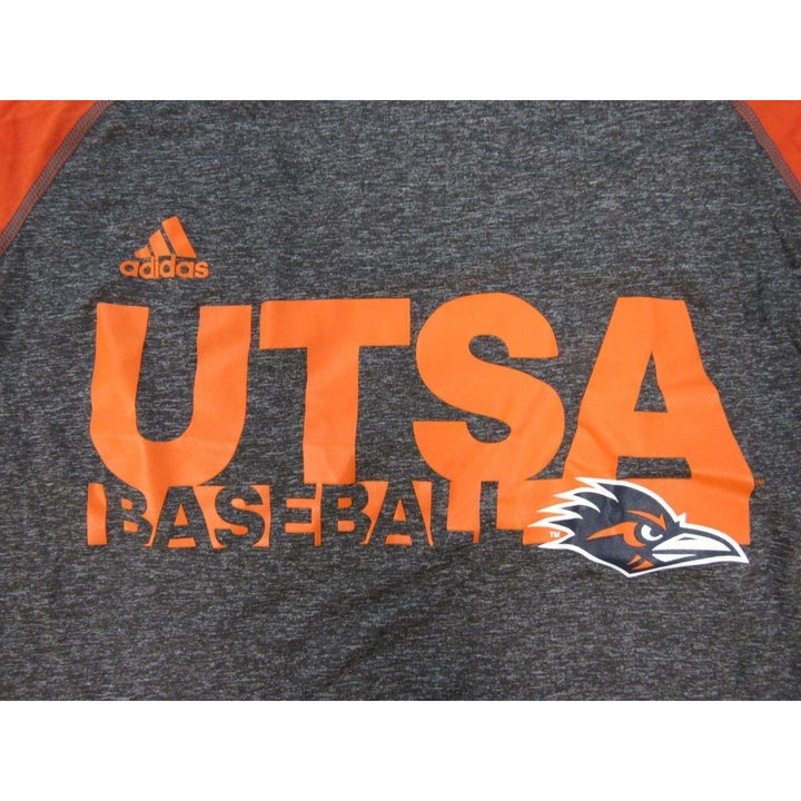 UTSA Roadrunners Baseball Mens Size S Adidas Climalite Gray Orange Shirt Image 3