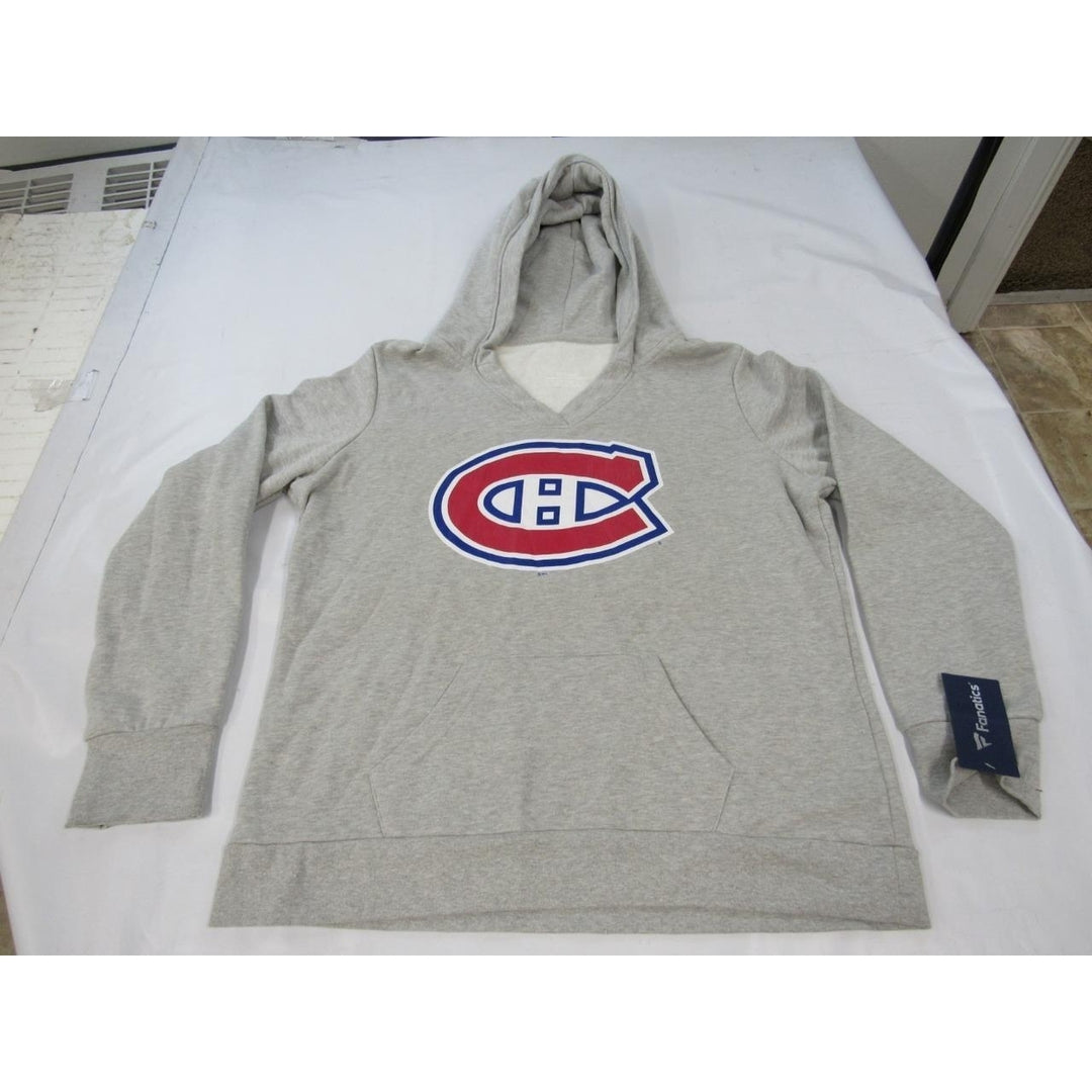 Montreal Canadiens Womens Size 2XL 2XLarge Gray V-Neck Hoodie Image 1