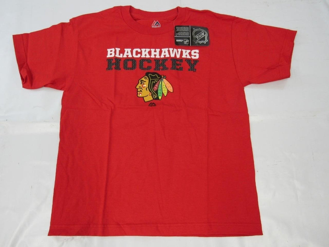 Chicago Blackhawks Youth Size L Large Majestic Red Shirt Image 1