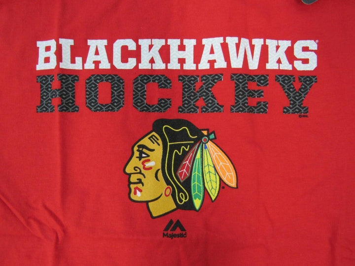 Chicago Blackhawks Youth Size L Large Majestic Red Shirt Image 3