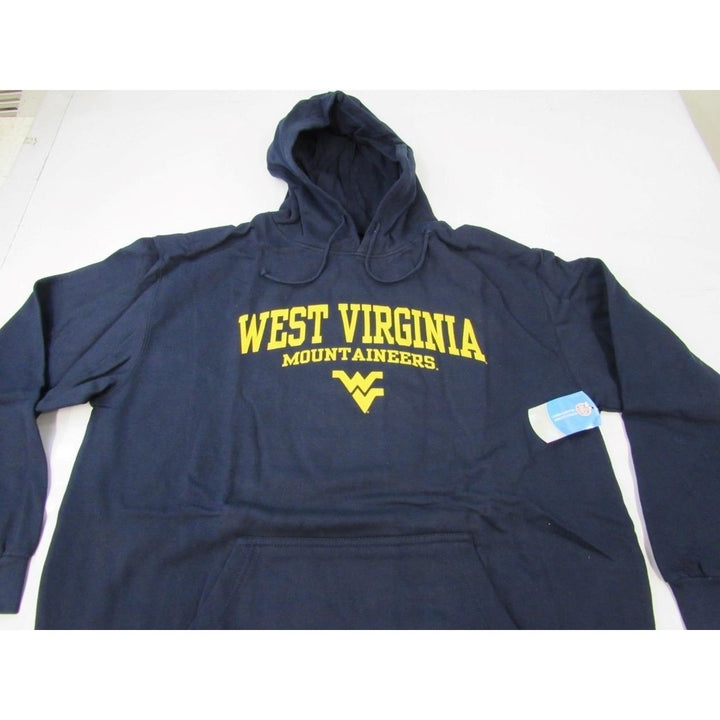 West Virginia Mountaineers Mens Size 2XL-Tall Navy Majestic Hoodie Image 4