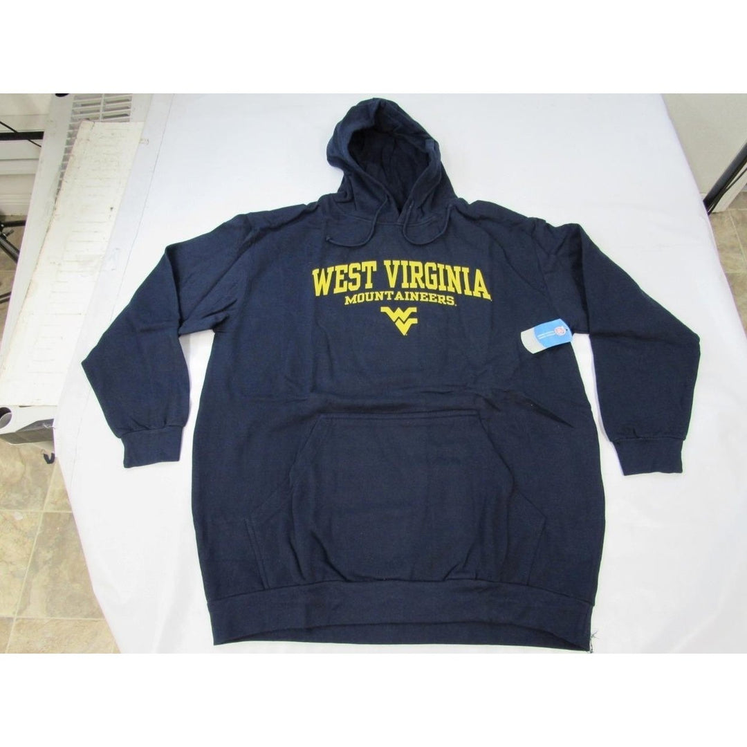 West Virginia Mountaineers Mens Size 2XL-Tall Navy Majestic Hoodie Image 4