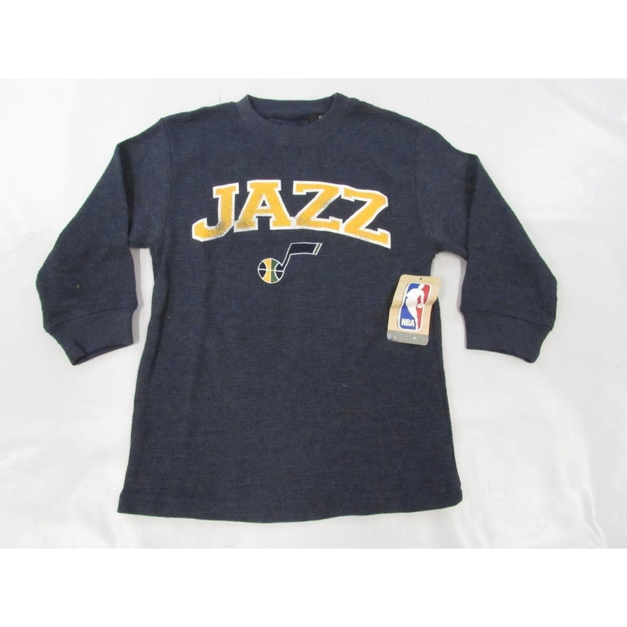 Utah Jazz Youth Size XS (5/6) Blue Majestic Distressed Long Sleeved Shirt Image 1