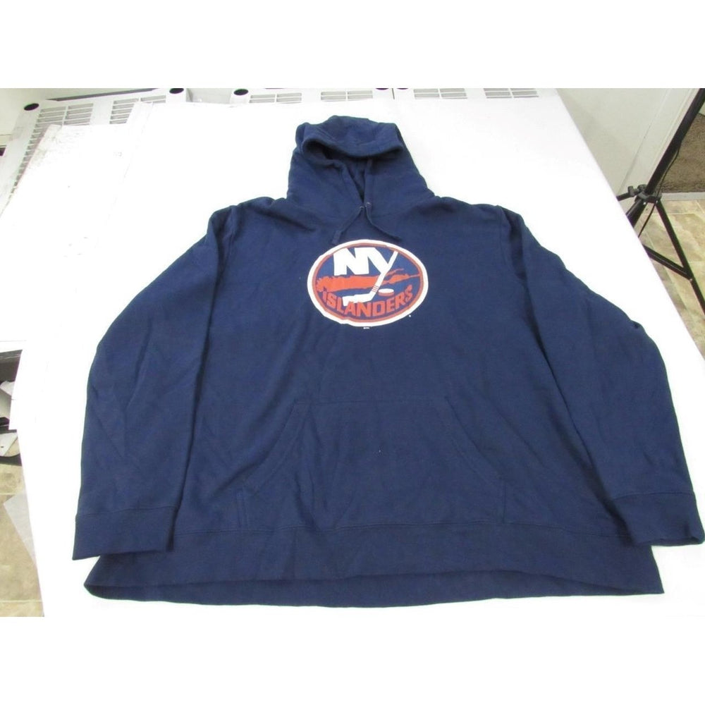 York Islanders Mens Size 4XL 4XLarge Blue Distressed Hoodie Image 2