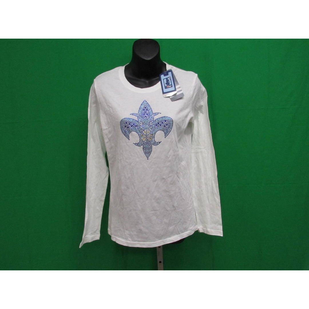 Charlotte Hornets Bejeweled Print Womens Size M Adidas White Shirt 32 Image 1