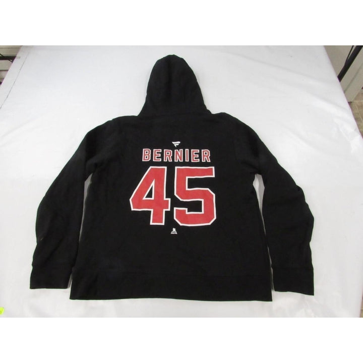 Jersey Devils 45 Jonathan Bernier Mens Size L Large Black Hoodie Image 2