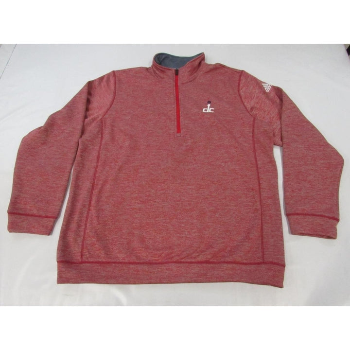 Washington Wizards DC Mens Size XL Red Adidas Climawarm 3/4-Zip Pullover Image 1