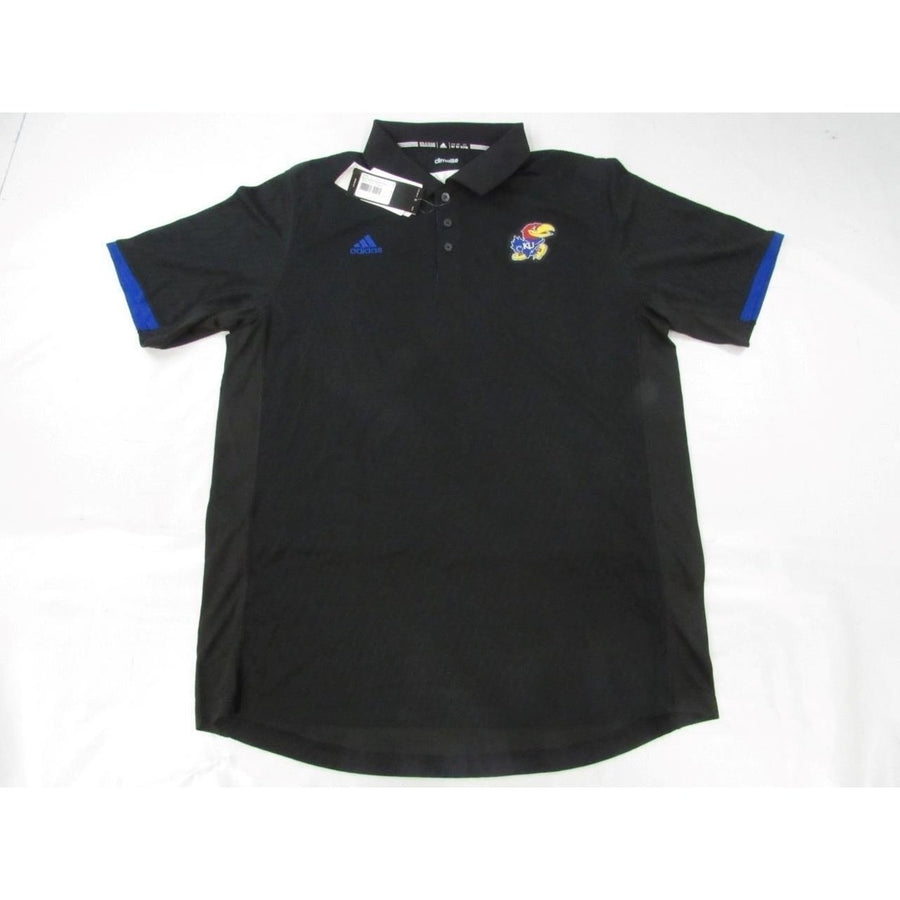 Kansas Jayhawks Mens Size XL-Tall Adidas Black Climalite Polo Shirt Image 1