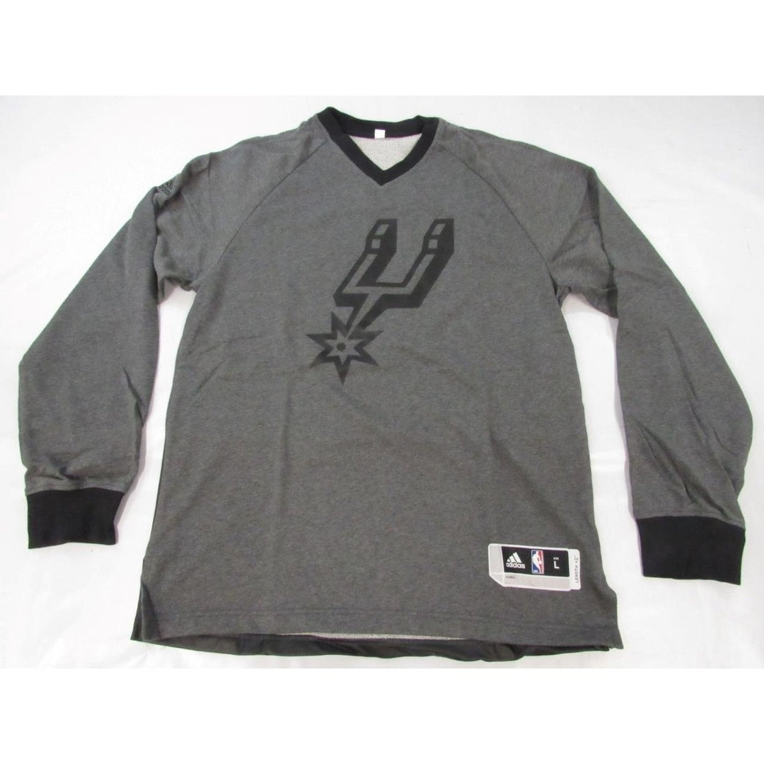 San Antonio Spurs Mens Size L+2 Large+2 Adidas Gray V-neck Sweat Shirt Image 1