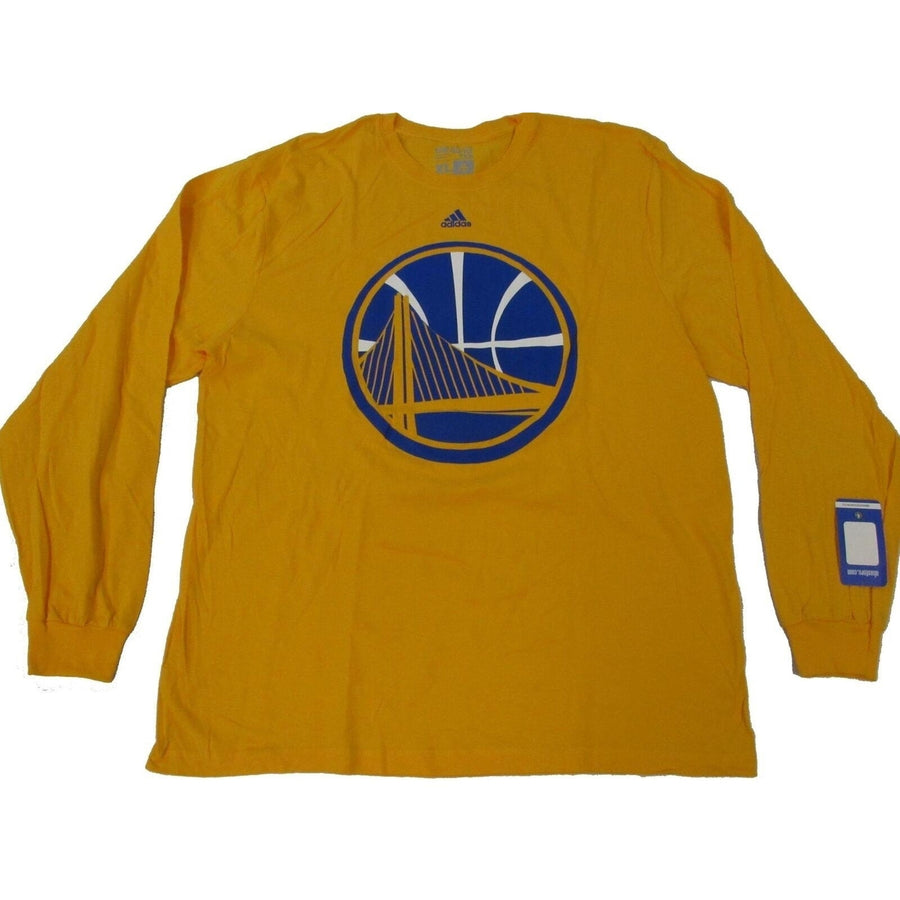 Golden State Warriors Mens Size XL Adidas Long Sleeve Yellow Shirt Image 1