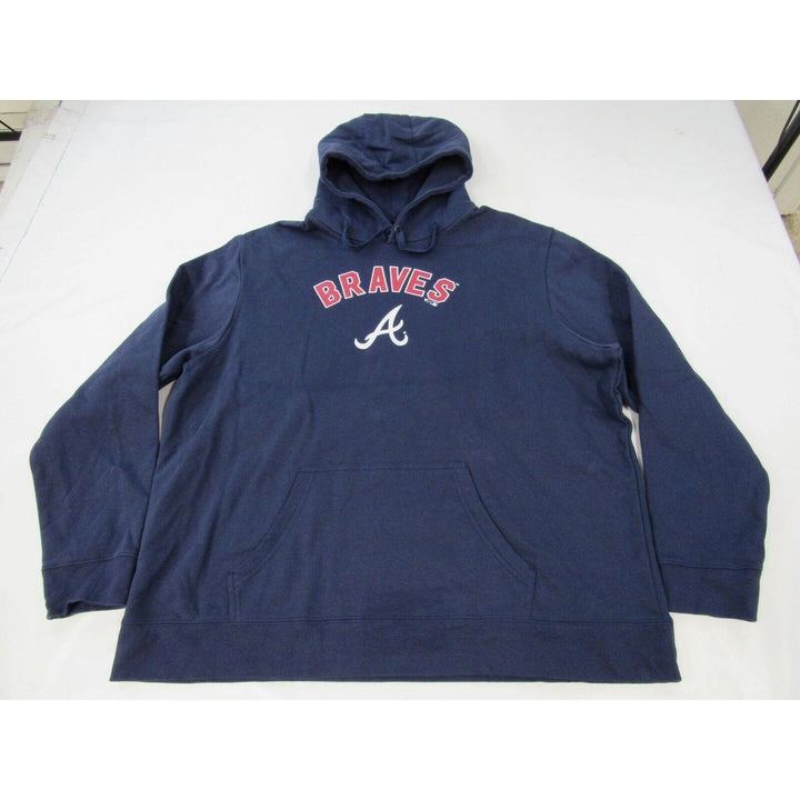 Atlanta Braves 27 Austin Riley Mens Size 3XL 3XLarge Navy Blue Hoodie Image 1