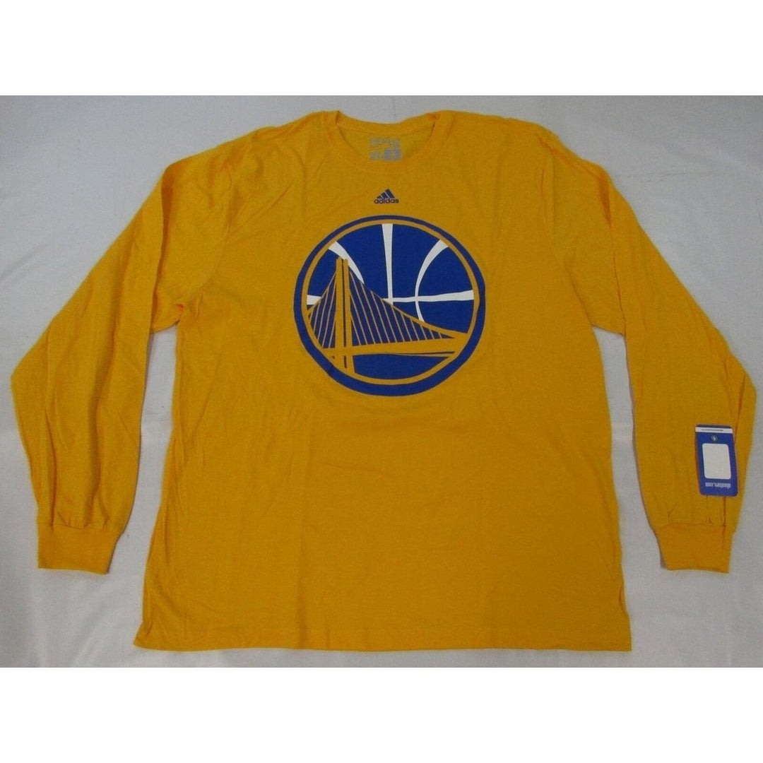 Golden State Warriors Mens Size XL Adidas Long Sleeve Yellow Shirt Image 4