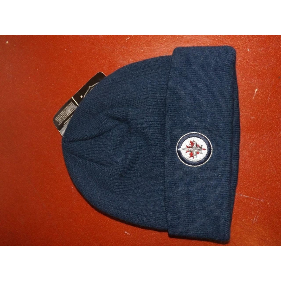 Winnipeg Jets Mens Size OSFA Blue Knit Cuffed Beanie Hat Image 4