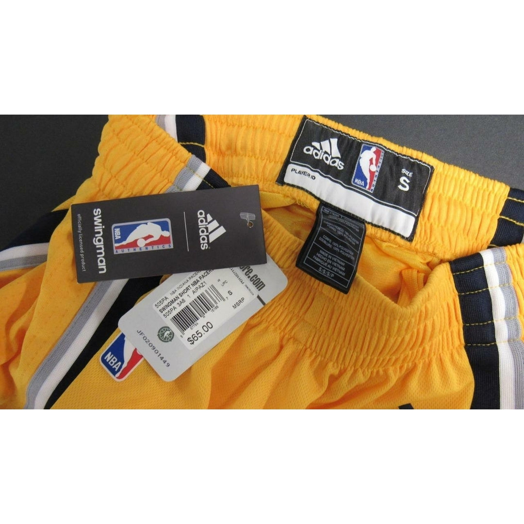 Indiana Pacers Mens Size S Small Yellow Adidas Swingman Shorts 65 Image 3