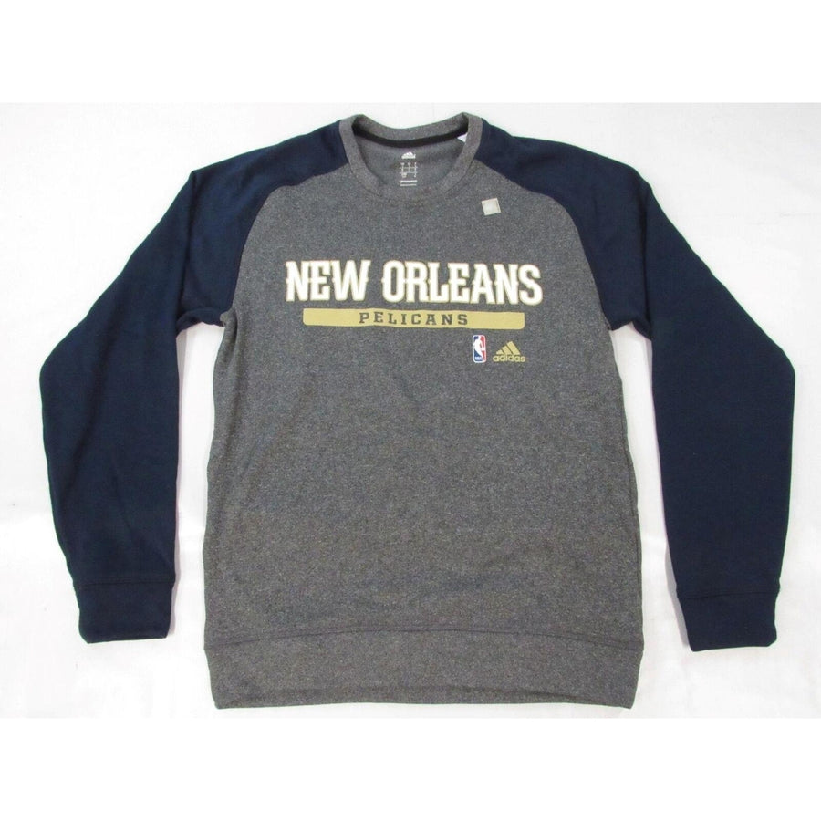 Orleans Pelicans Mens Size S Small Gray Adidas ClimaWarm Sweatshirt Image 1