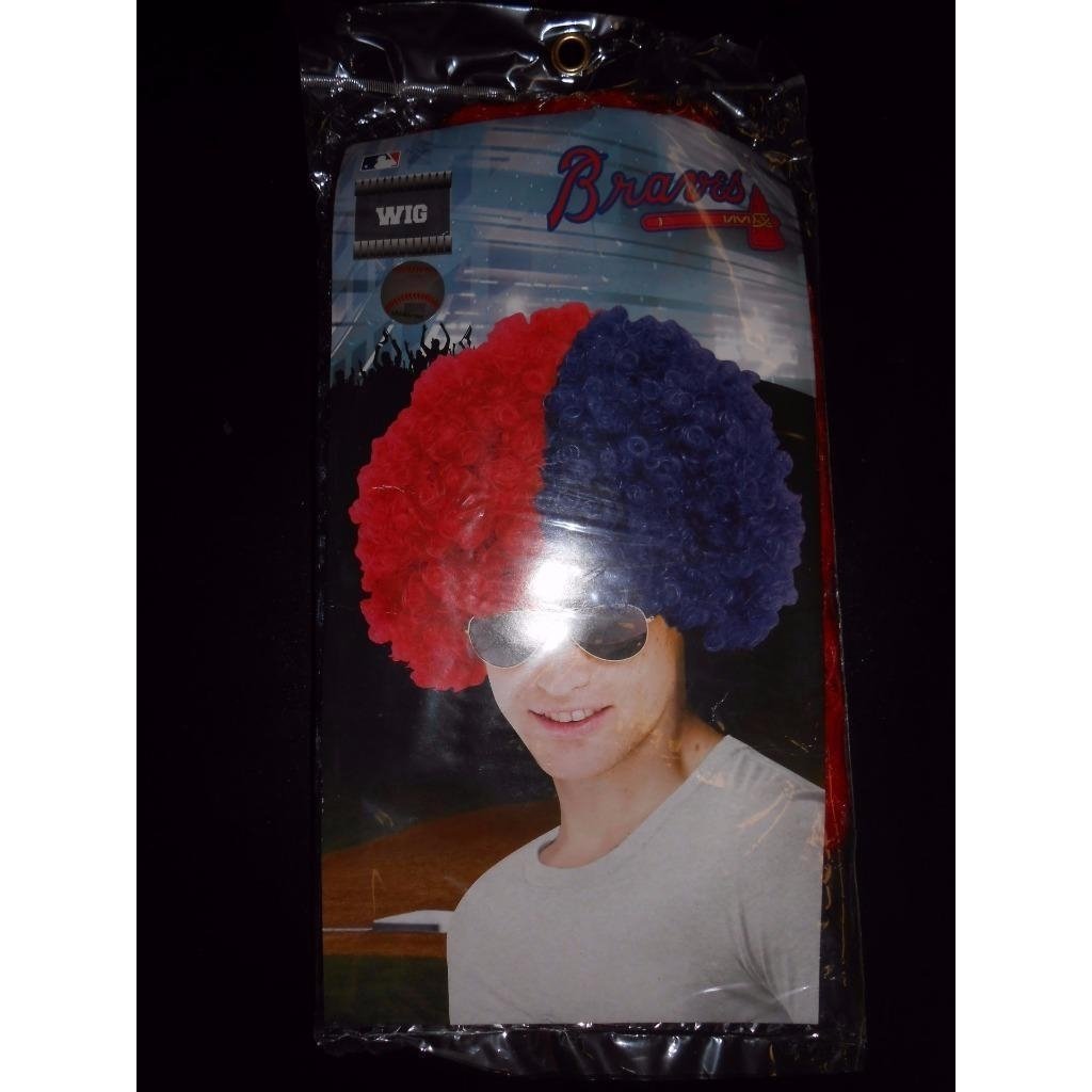 ATLANTA BRAVES ADULT HALLOWEEN COSTUME 2 COLOR CLOWN WIG 70CR Image 1