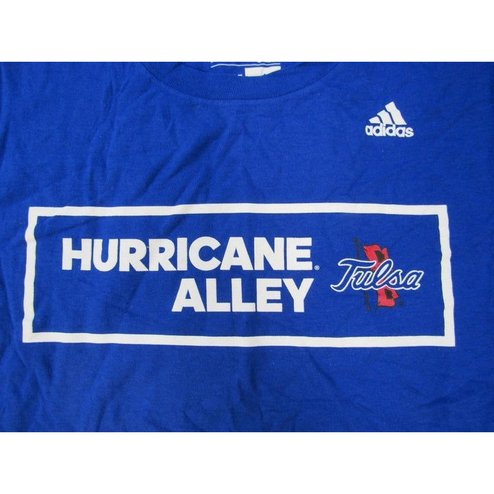 University of Tulsa Hurricane Alley Mens Size M Adidas Blue Shirt Image 3