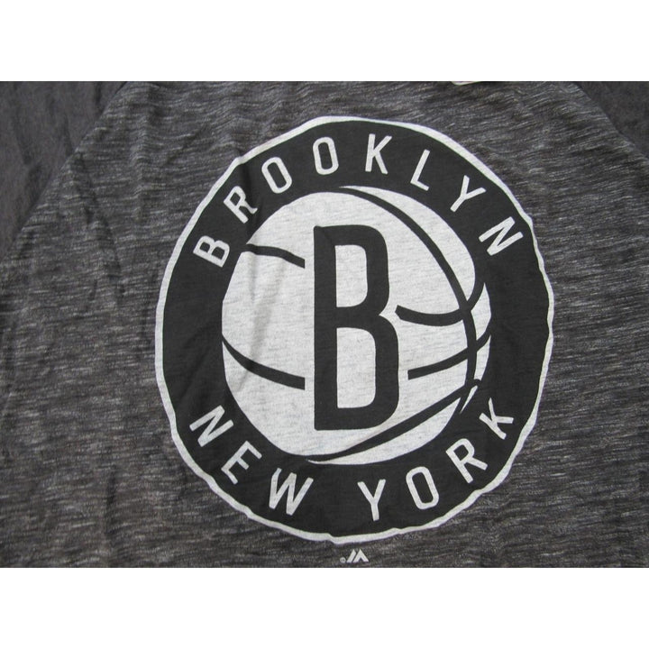 Brooklyn Nets Mens Size XL-Tall HeatheredGray Majestic 3/4 Sleeved Shirt Image 3