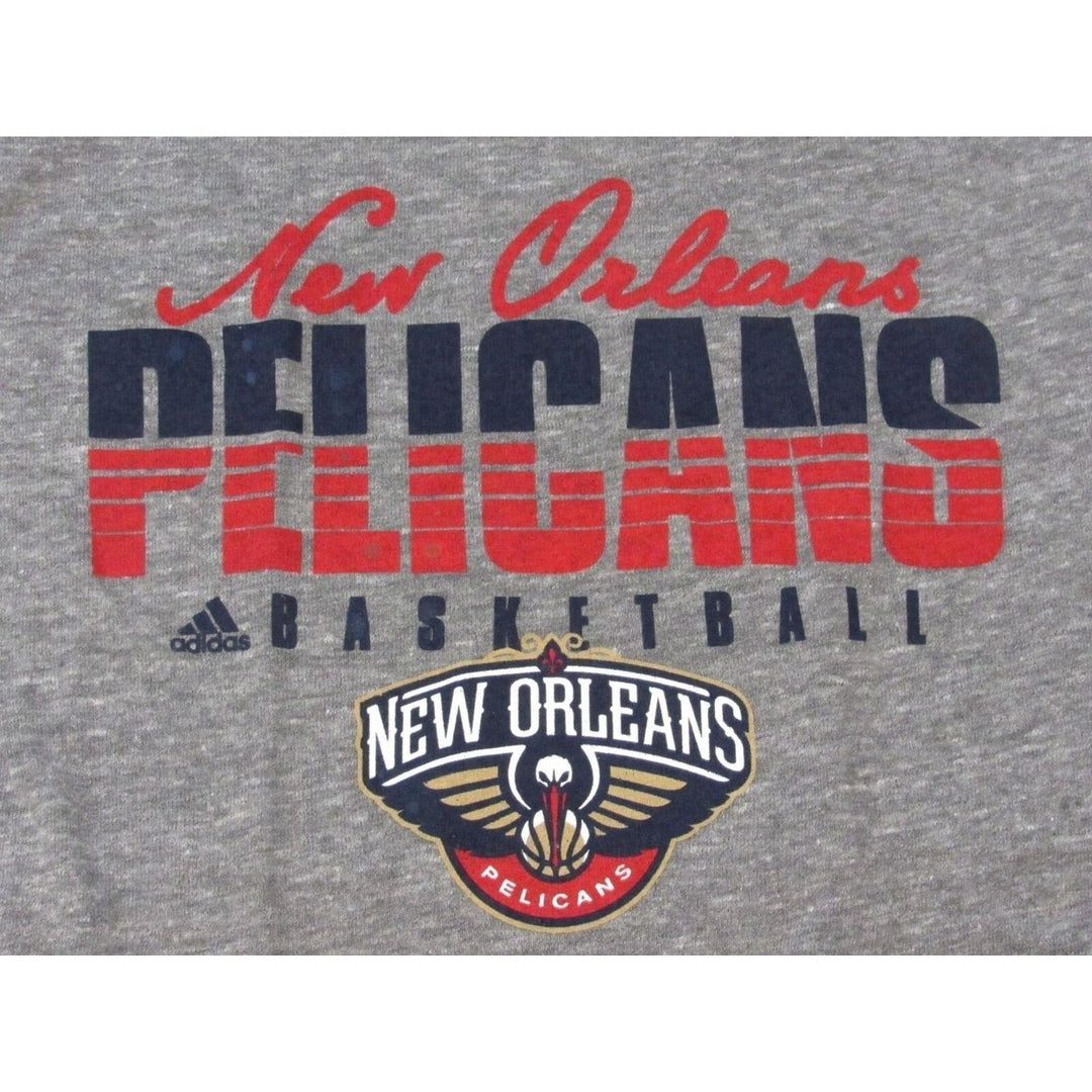 Orleans Pelicans Basketball Womens Size S Small Gray V-Neck Adidas Shirt Image 3