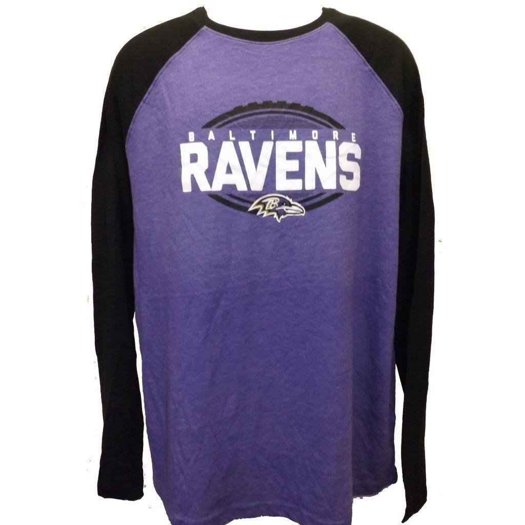 Baltimore Ravens Mens XLarge XL Majestic Purple/Black Raglan Blend Shirt Image 1