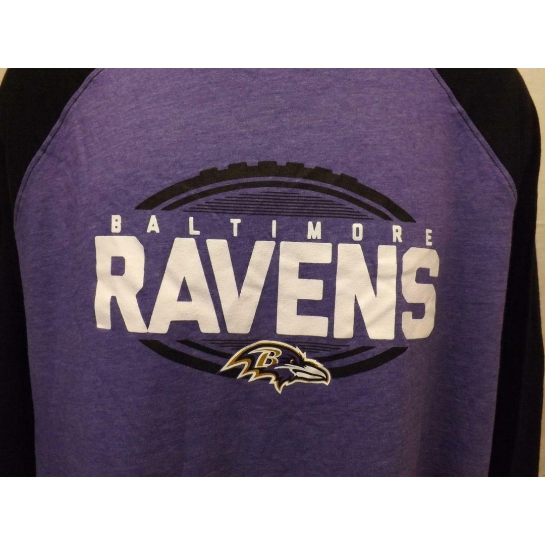 Baltimore Ravens Mens XLarge XL Majestic Purple/Black Raglan Blend Shirt Image 2