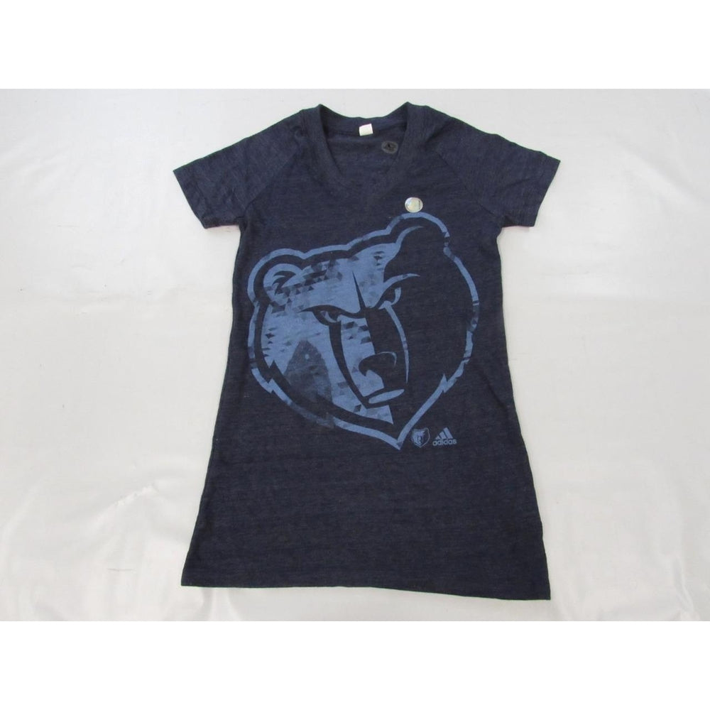 Memphis Grizzlies Womens Size S Small Adidas Heather Blue V-Neck Shirt Image 2