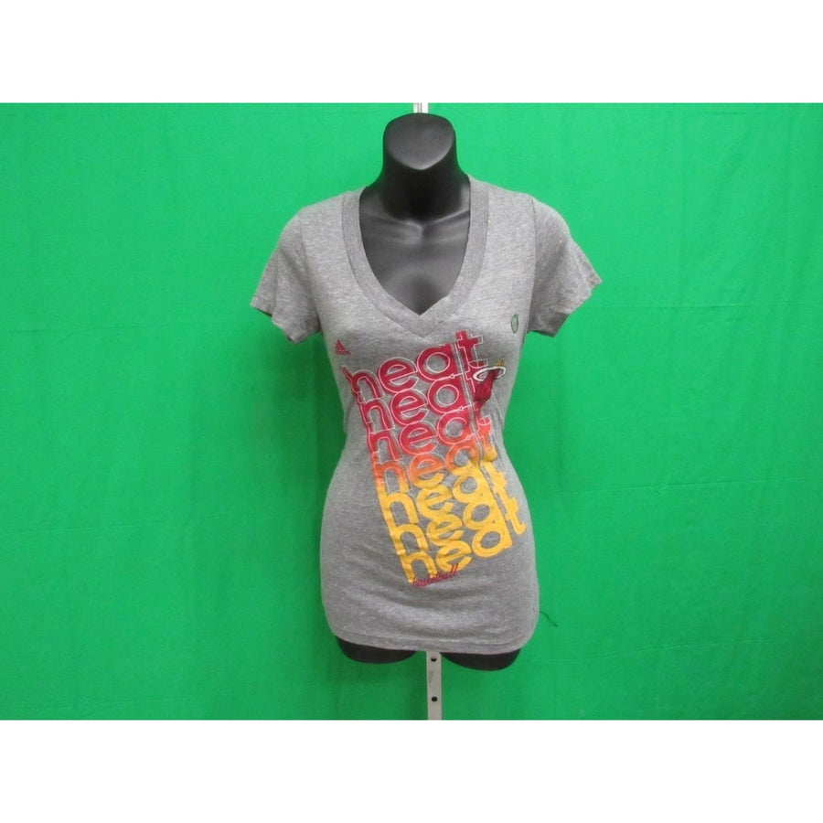 Miami Heat Womens Size S Small Gray Adidas V-Neck Shirt Image 1