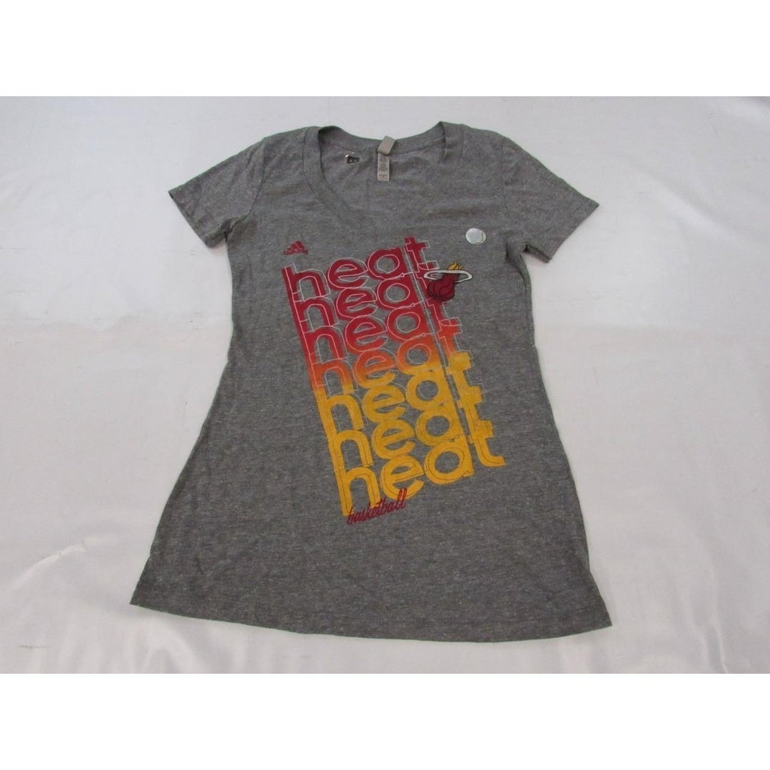 Miami Heat Womens Size S Small Gray Adidas V-Neck Shirt Image 2