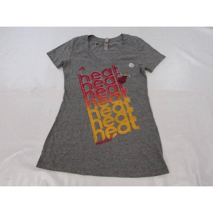 Miami Heat Womens Size S Small Gray Adidas V-Neck Shirt Image 2