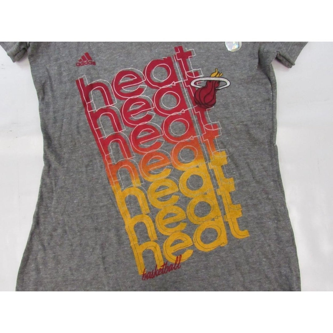 Miami Heat Womens Size S Small Gray Adidas V-Neck Shirt Image 4