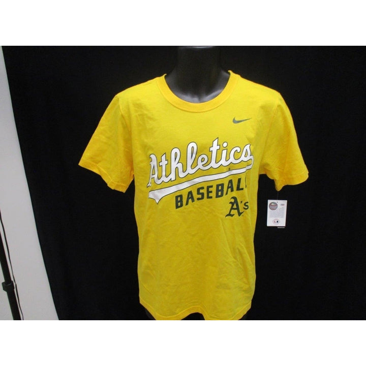 Oakland As Athletics Mens Size S Small Yellow Nike Shirt 26 MSRP Image 2