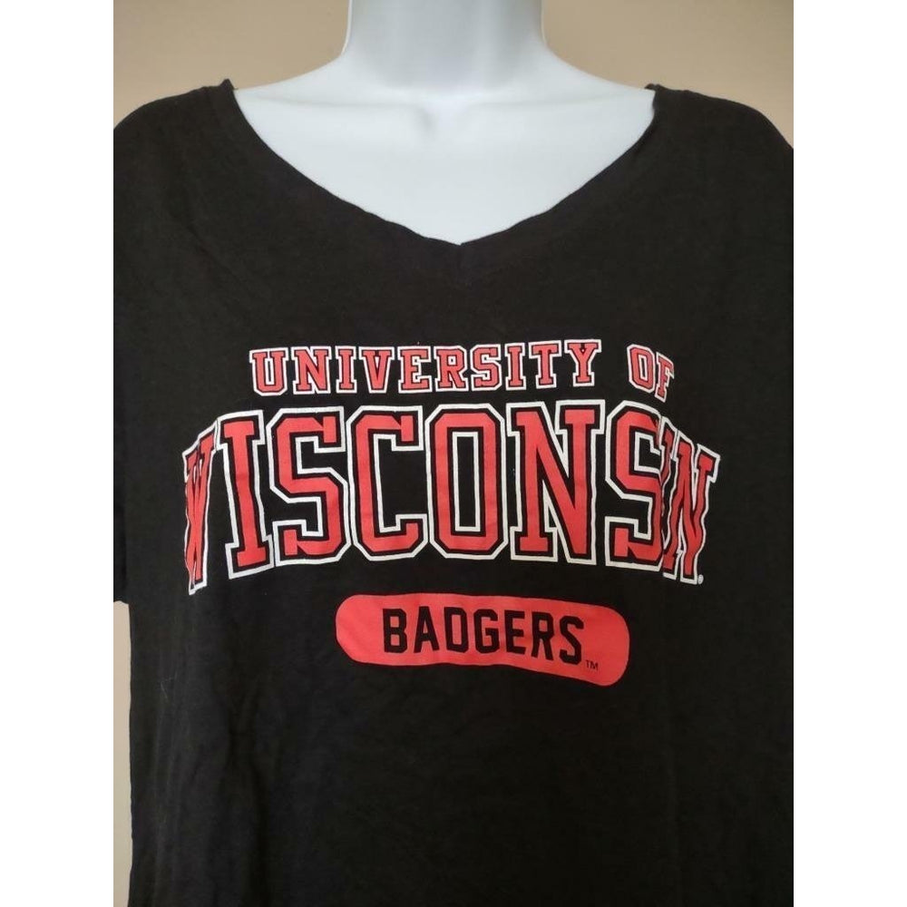 Wisconsin Badgers Womens Size 18/20 Black J. America Shirt Image 2