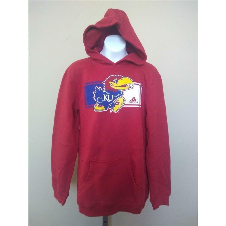 Minor Flaw Kansas Jayhawks Youth Size L Large 14/16 Red Hoodie Image 1