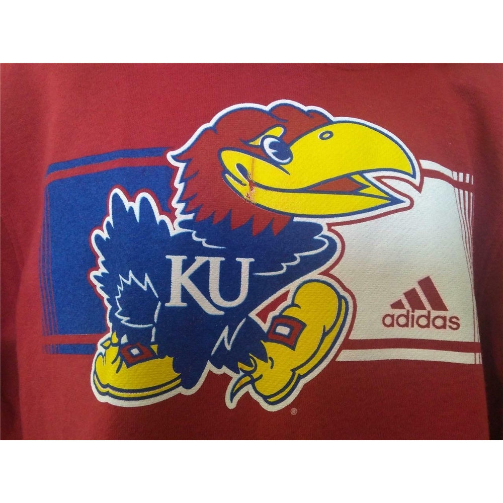 Minor Flaw Kansas Jayhawks Youth Size L Large 14/16 Red Hoodie Image 2