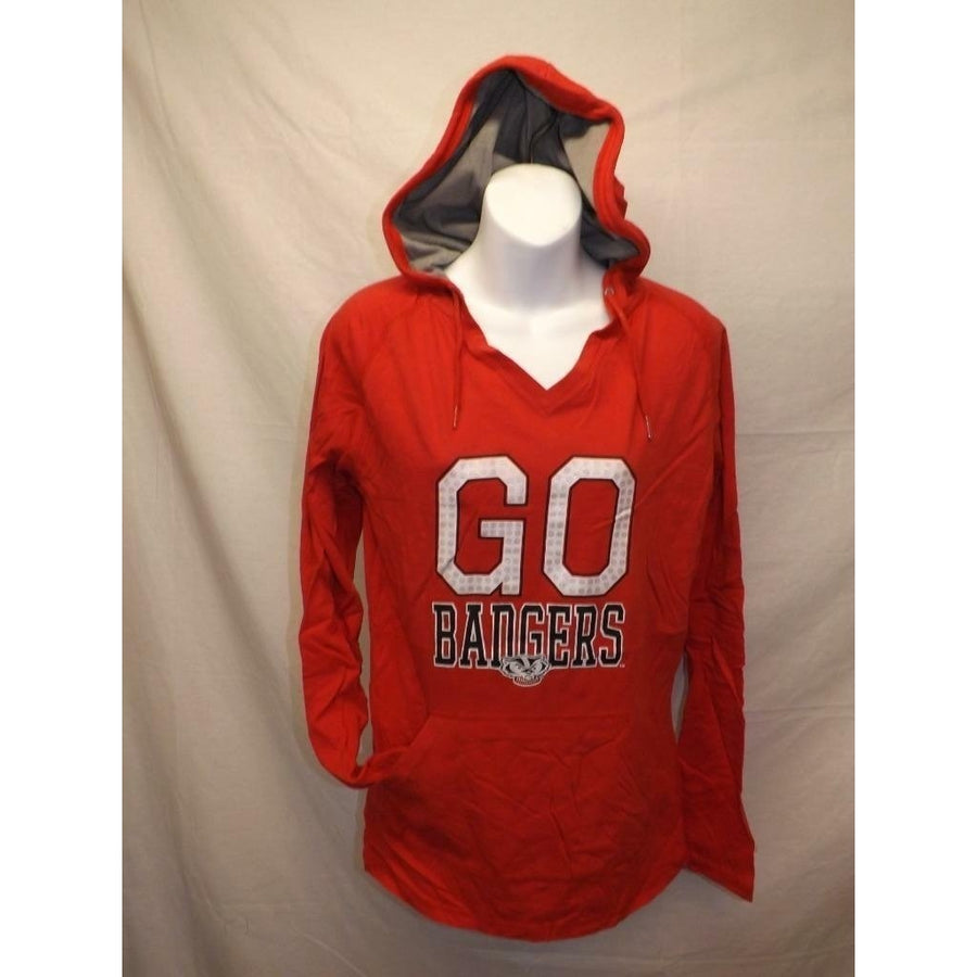 Wisconsin Badgers "Go Badgers" Womens Size M Medium Red hooded Shirt Image 1