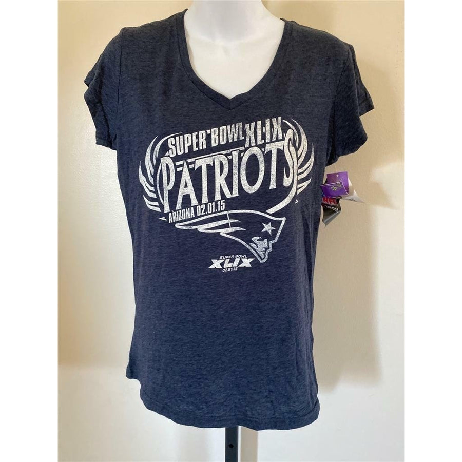 England Patriots Super Bowl XLIX Womens Size L Blue Shirt Image 1