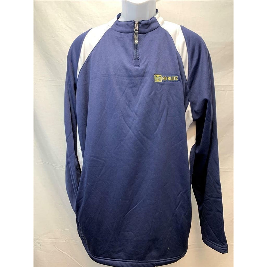 Michigan Wolverines Mens L Large Navy Blue 1/4 Zip Light Jacket Image 1