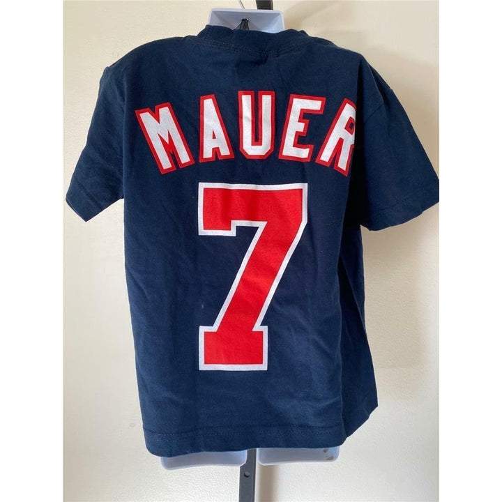 Minnesota Twins 7 Joe Mauer Kids Size M Medium Blue Shirt Image 4