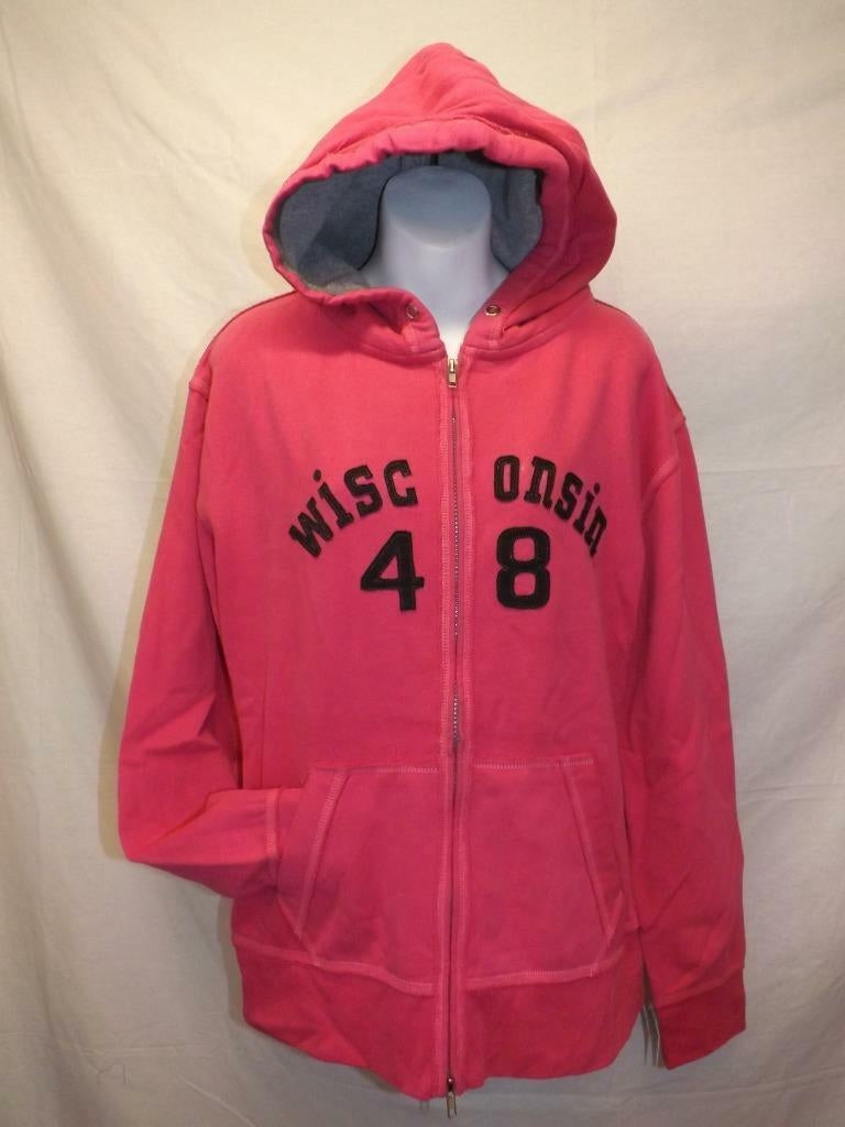 Wisconsin Badgers Womens Size M Medium Pink Full Zip Hooded Jacket Image 1