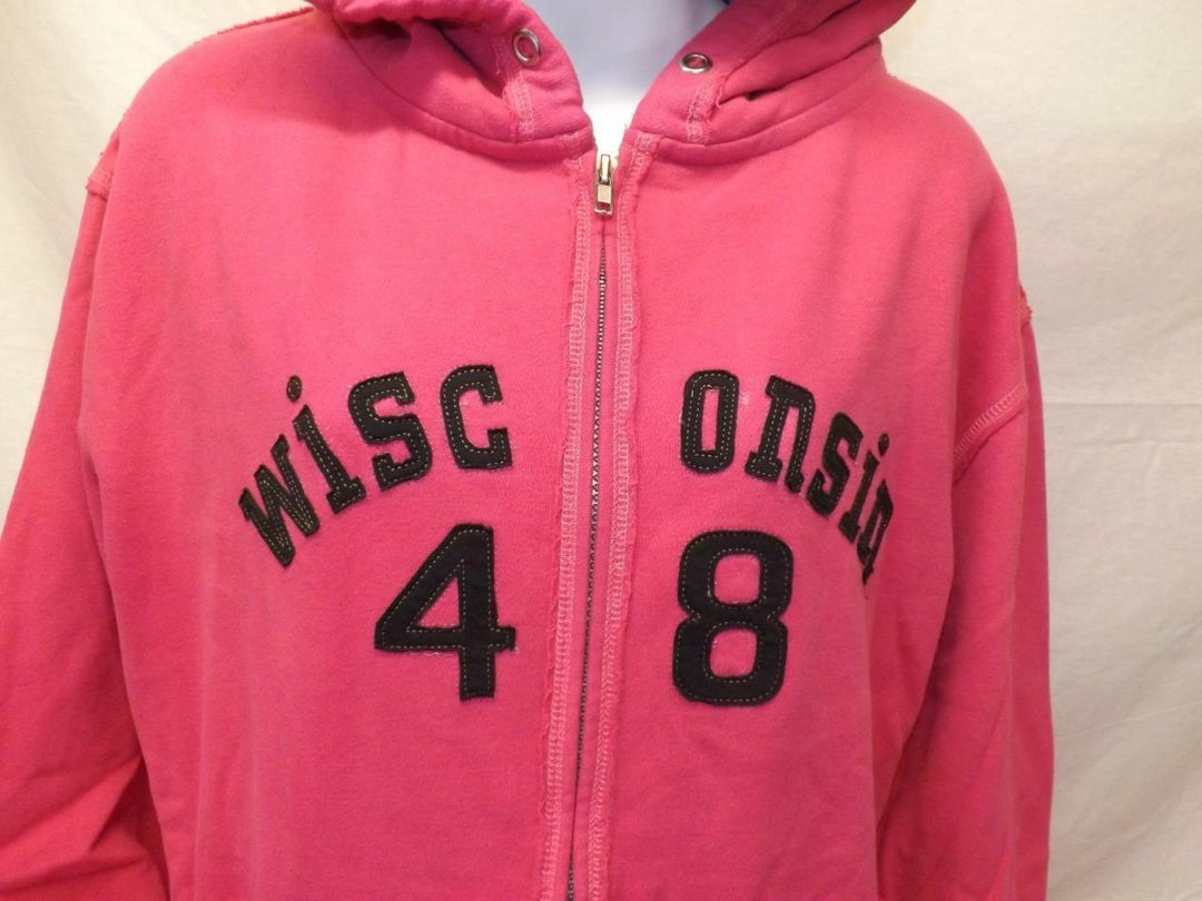 Wisconsin Badgers Womens Size M Medium Pink Full Zip Hooded Jacket Image 2