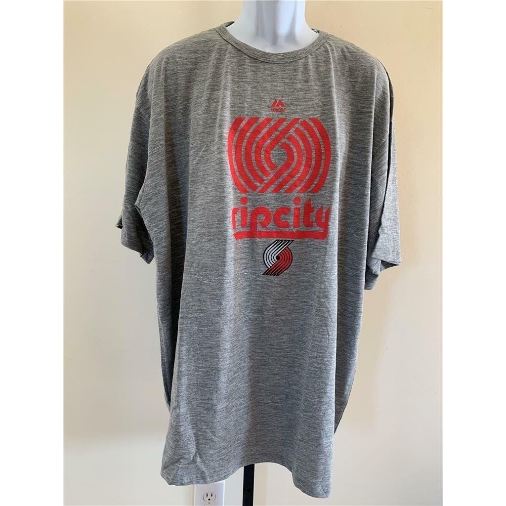 Portland Trailblazers Mens Size 2XL Gray Majestic Shirt Image 1